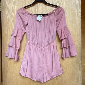 New With Tags Charlotte Russe Pink Romper with Flowy Sleeves Boho Chic